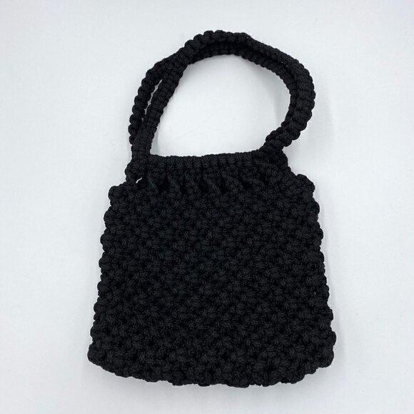 Unbranded Handbags - Thick Woven Hobo Slouchy Purse Handbag Artisan Bag Black Lined Unbranded